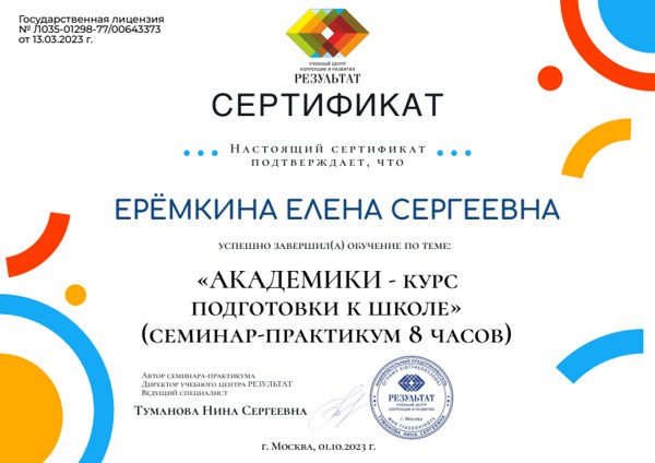 «Академики» — подготовка к школе — копия документа